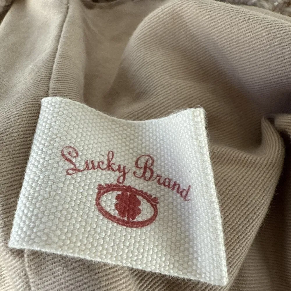 Lucky Brand Ivory Cotton Crochet Leather Trim Boho Hobo Shoulder Bag Purse Tote - Image 13