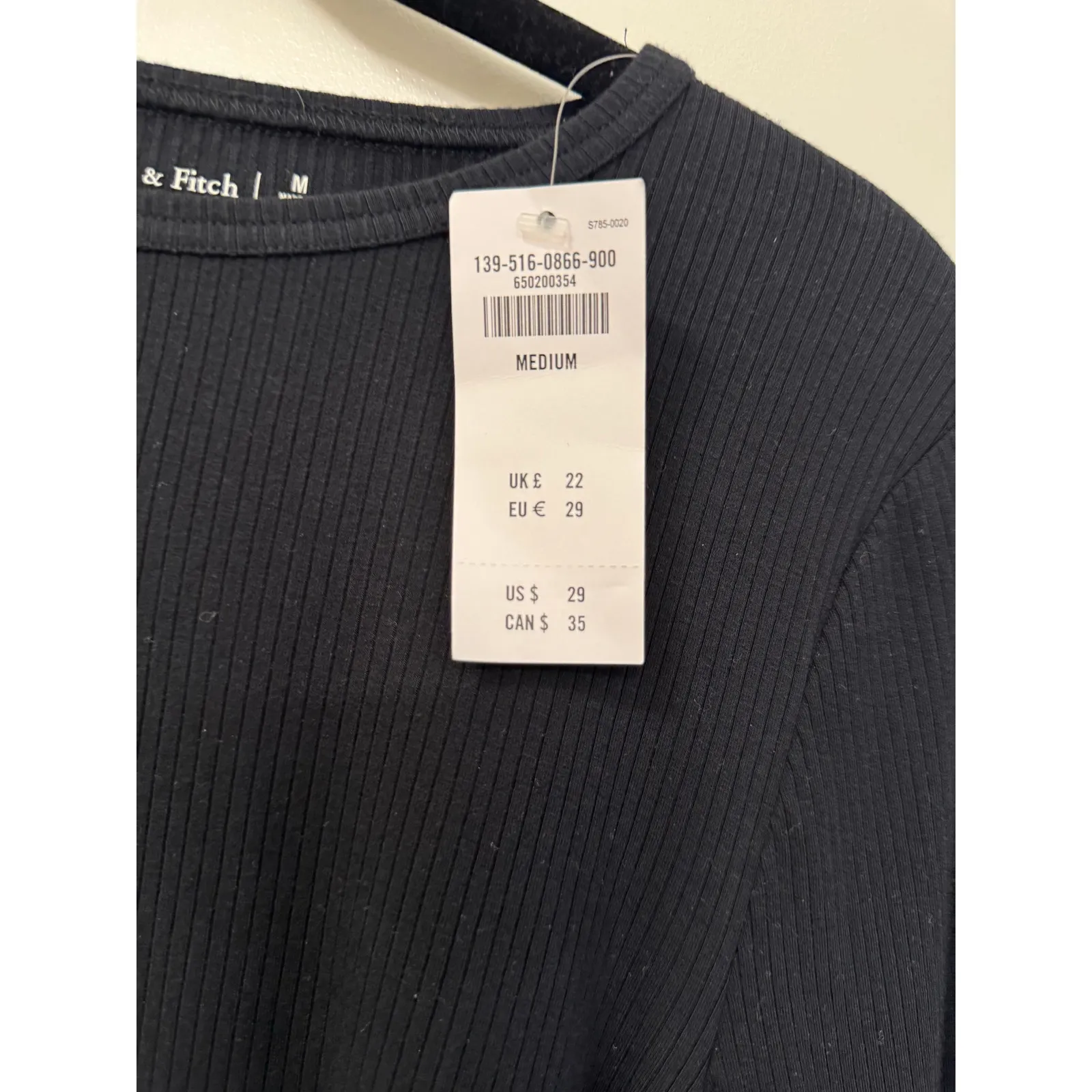 Abercrombie & Fitch Cropped Top Women's M Black Viscose Ribbed Knit Stretch NWT - Image 6