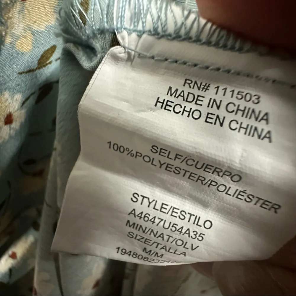 Lily Rose Light Blue Cream Floral Print Long Balloon Sleeve Mini Dress Womens M - Image 11