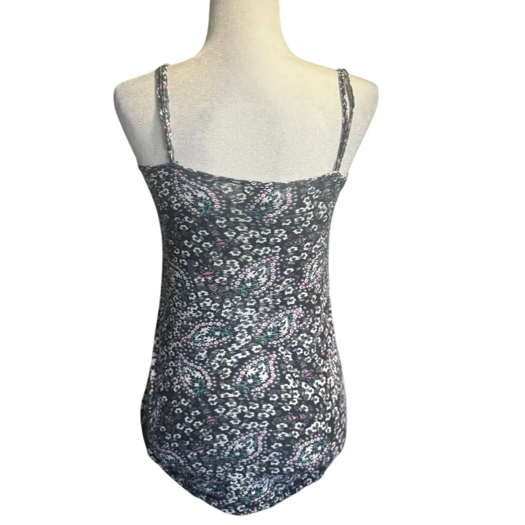 WET SEAL Tank Top Women’s Medium Black Multicolor Paisley Floral Print - Image 2