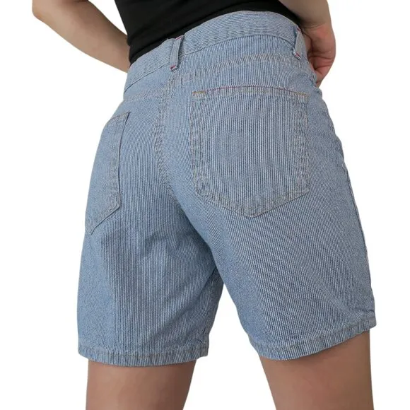 Vintage 90s Faded Glory Striped Denim Shorts - Image 2