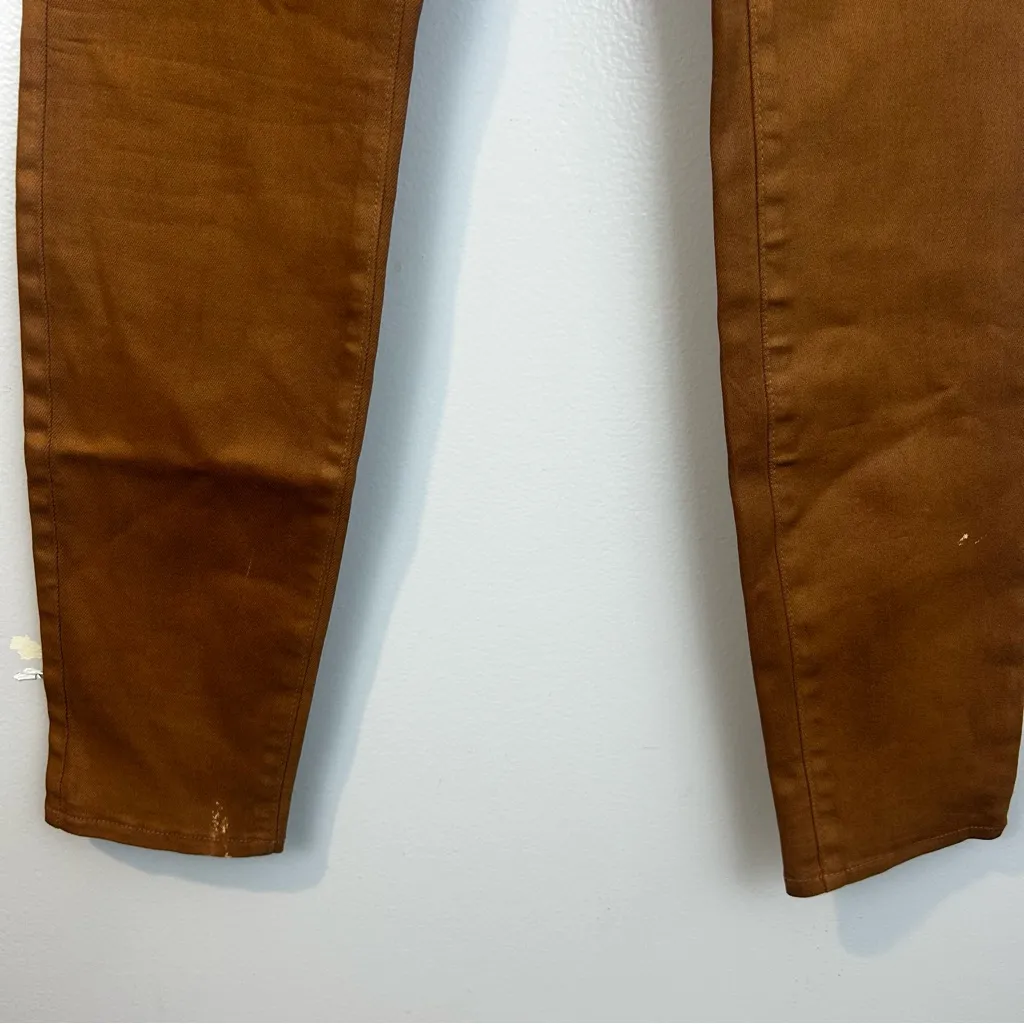 NWT L’AGENCE Rochelle Coated High Waisted Pull On Jeans Hazelnut Brown Size XL - Image 10