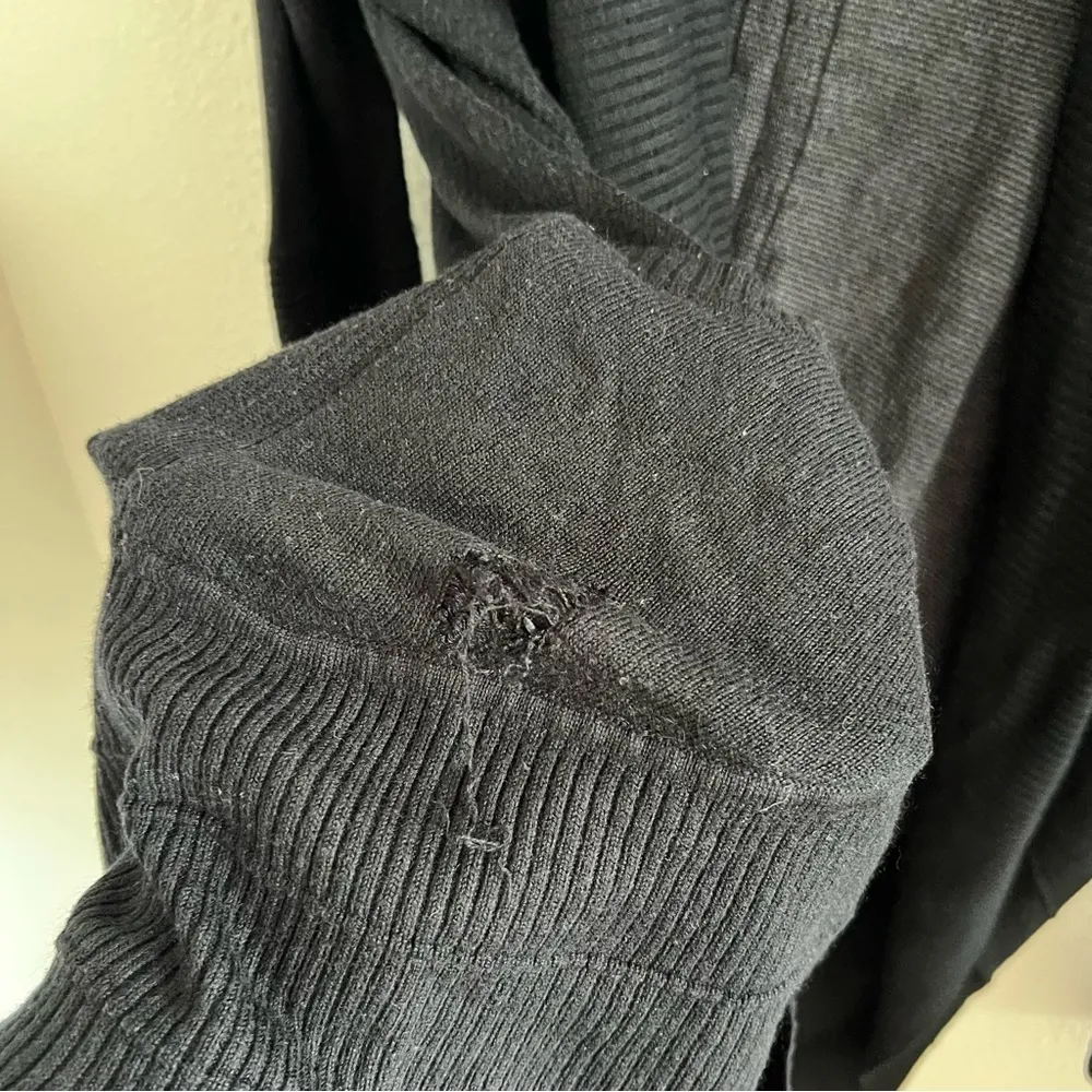 Lululemon Transformation Wrap Black Cozy Longline Sweater Cinched Back FLAWED 4 - Image 3