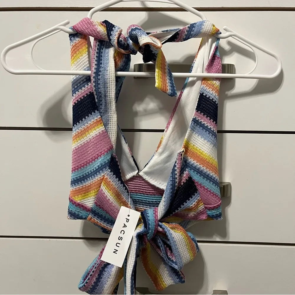 Kendall & Kylie Crochet Woven Halter Top NWT - Image 3