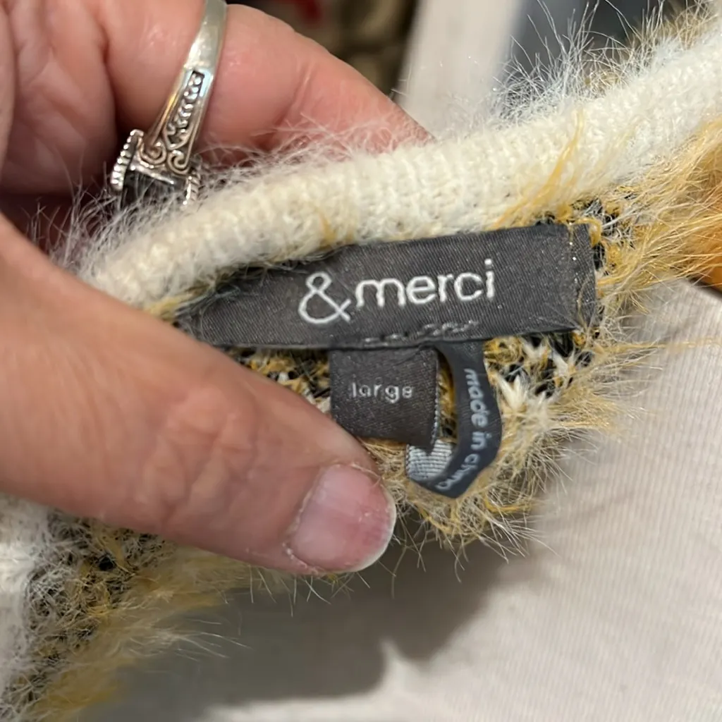 & Merci Fuzzy Cheetah Print Cardigan Sweater women’s size large - Image 7