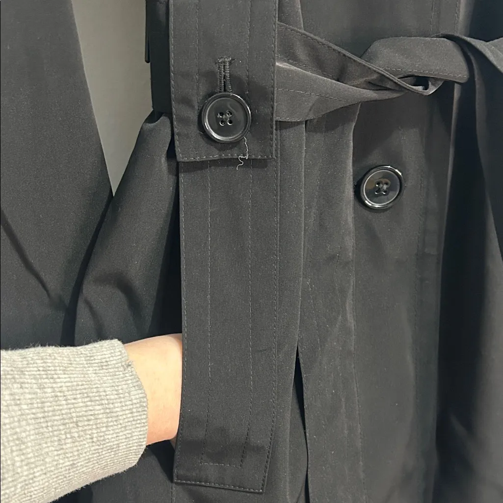 London Fog Women's Black Trench Coat with Hood Women’s Size Small - Image 5