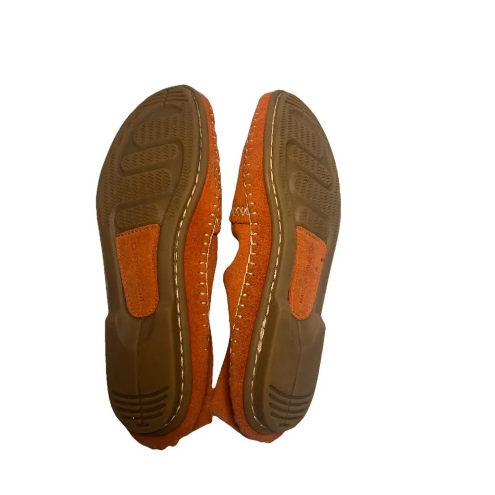 Jacques Levine Spain Womens 8 Suede Leather Espadrille Loafers Flats Shoes Coral Orange - Image 9