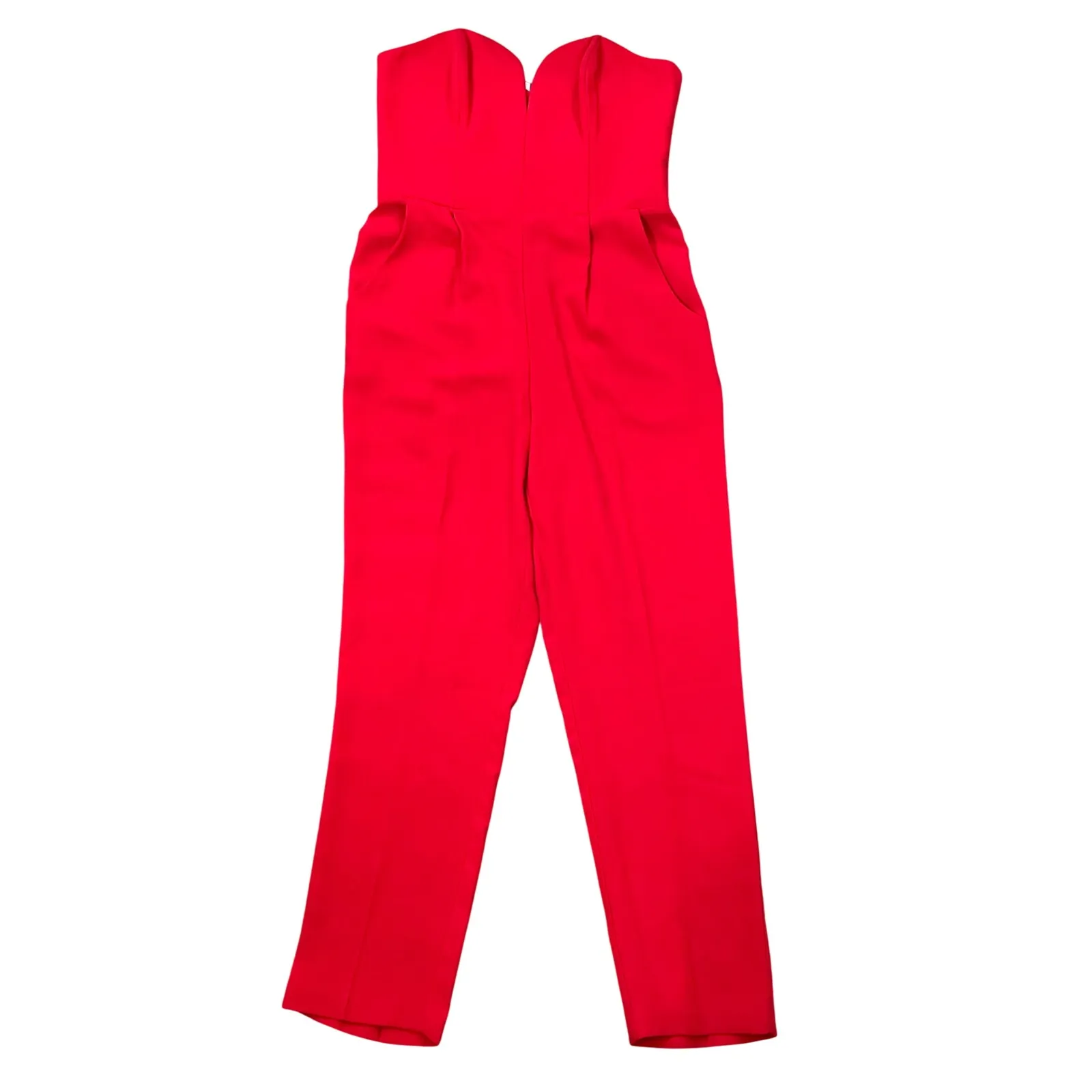 Amanda Uprichard Cherri Jumpsuit Strapless V Wire Pantsuit Sz M Lipstick Red - Image 3