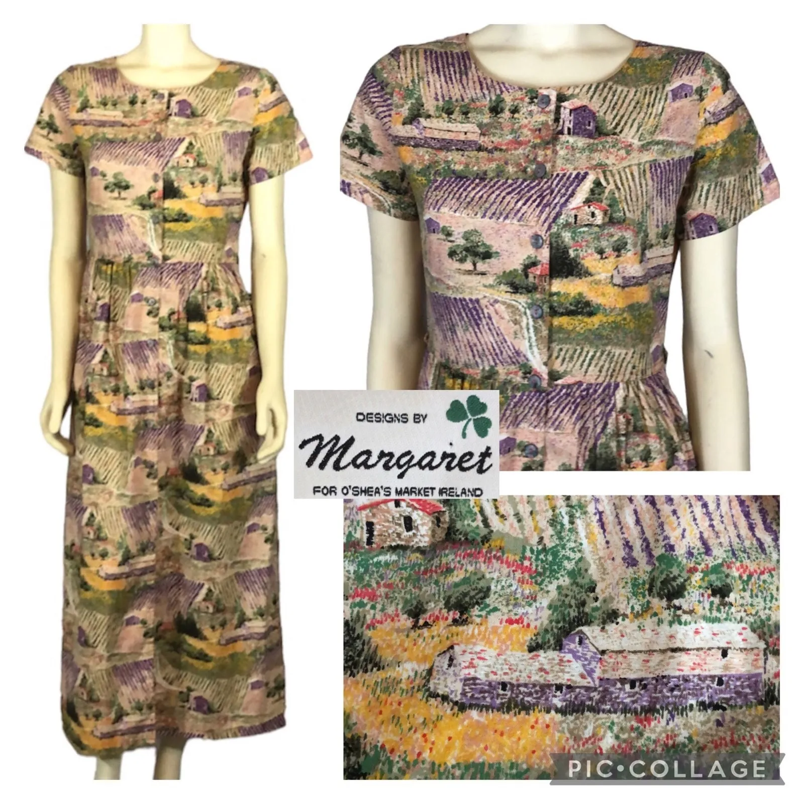 90s Designs by Margaret for O’Shea’s market Ireland, Countryside print dress 6 - Image 4