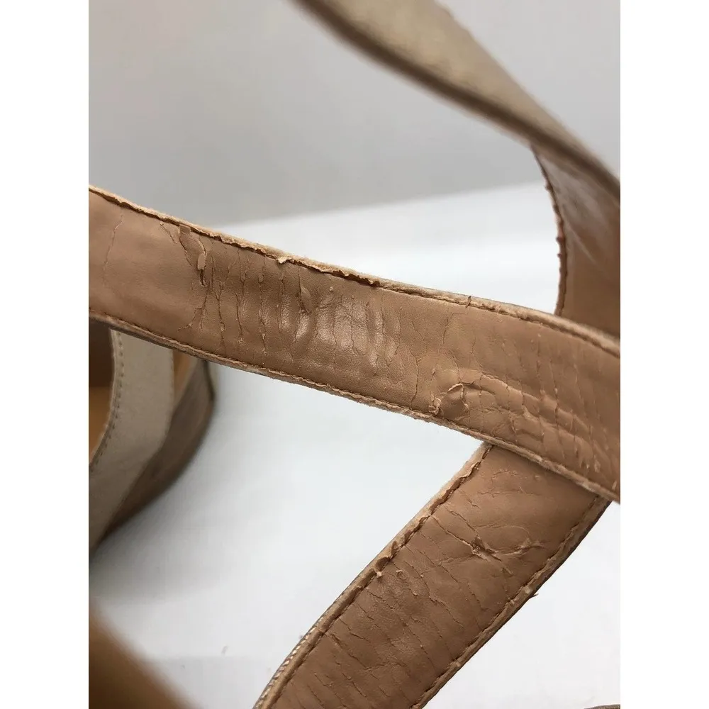 Banana Republic Womens size 10 champagne metallic open toe Wedge - Image 9