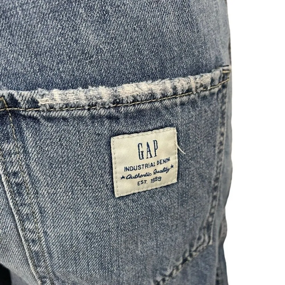 GAP Denim Bib Shortalls Overalls Cut-Off Distressed Jean Shorts size XS - Image 6