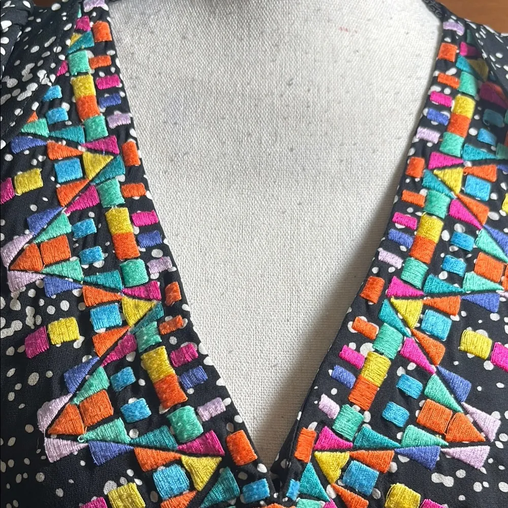 THML Embroidered Black and Multicolor Women's Top - Image 2