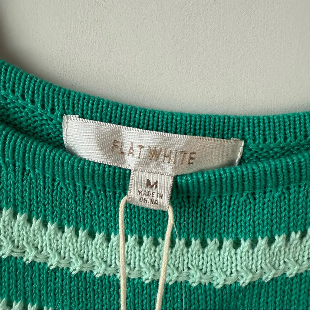 Anthropologie Flat White Knit Crop Tank Top Green M - Image 4