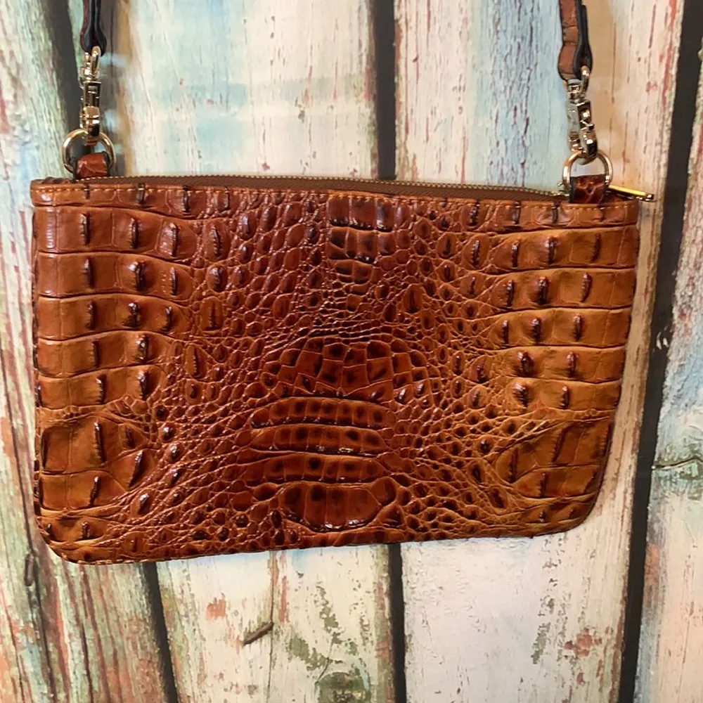 Stauer Crocodile Faux Leather Purse with Adjustable Strap Brown - Image 3
