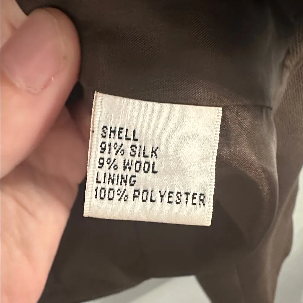 Talbots 91% Silk Wool Blend‎ Brown Cropped Blazer Jacket - Image 4