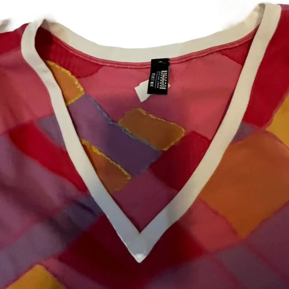 Wolford multicolored geometric sheer top size small Pink - Image 8