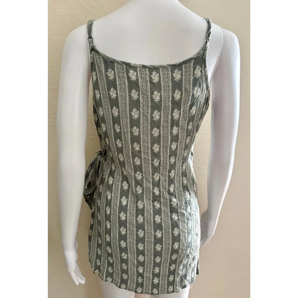 Sadie & Sage | Women's Boho Muted Tones Wrap Blouse Sleeveless Tank Top | Small Green - Image 2
