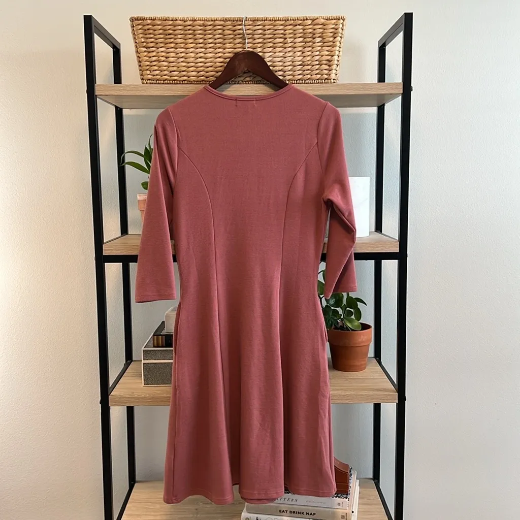 Roolee Stretch Rib Knit Long Sleeve Zip Front Dress w/Pockets!, S - Image 6