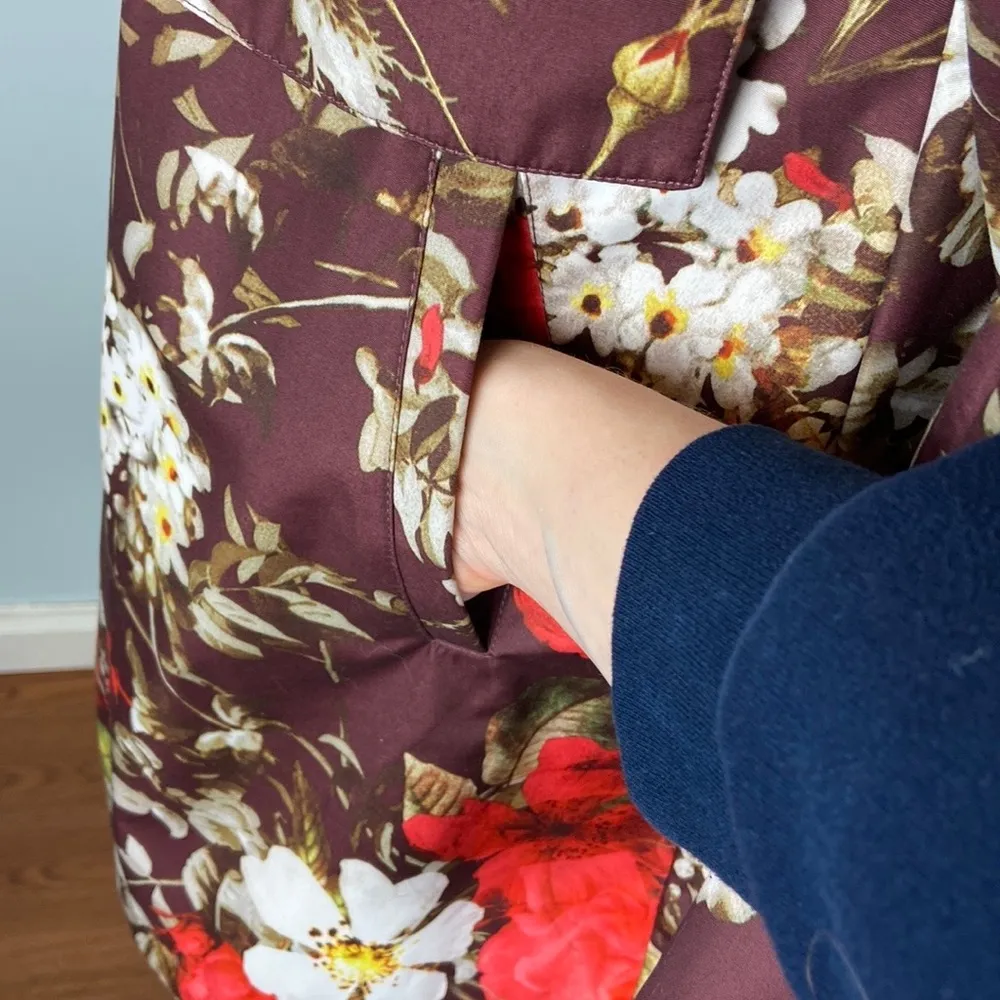 Dennis Basso  Water-Resistant Button-Front Floral Jacket Lining Pockets Sz L - Image 7