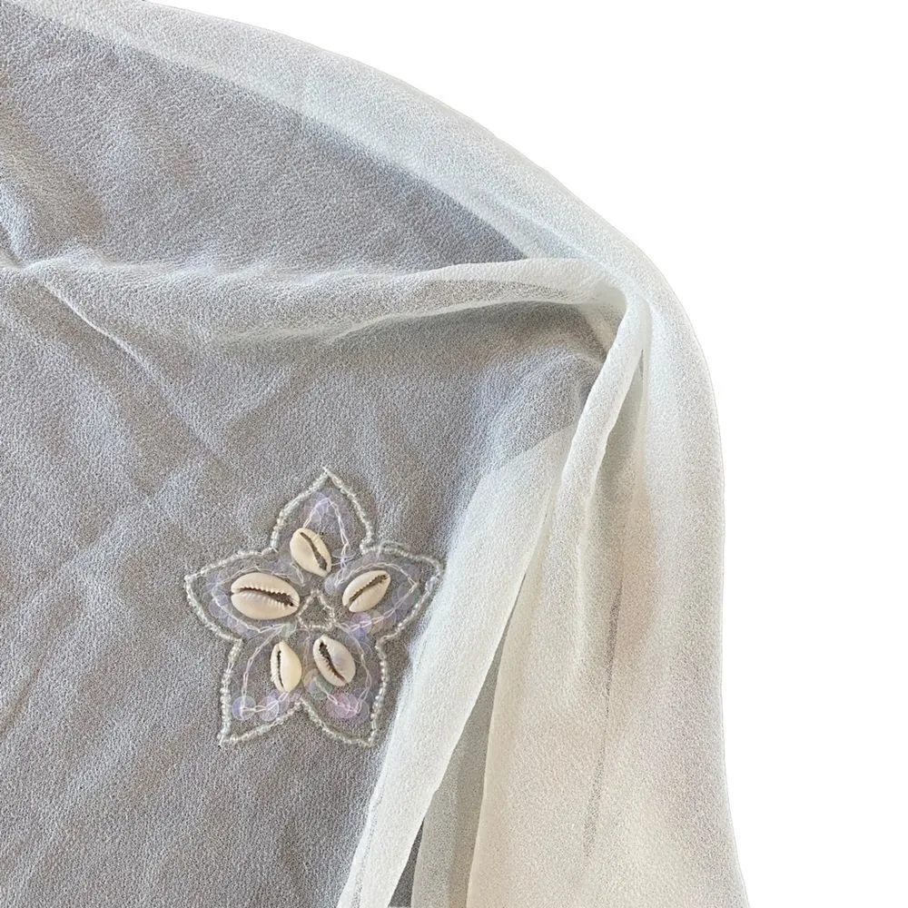 Max Merha Collection NEW embellished scarf tassels One size fits most white White - Image 3