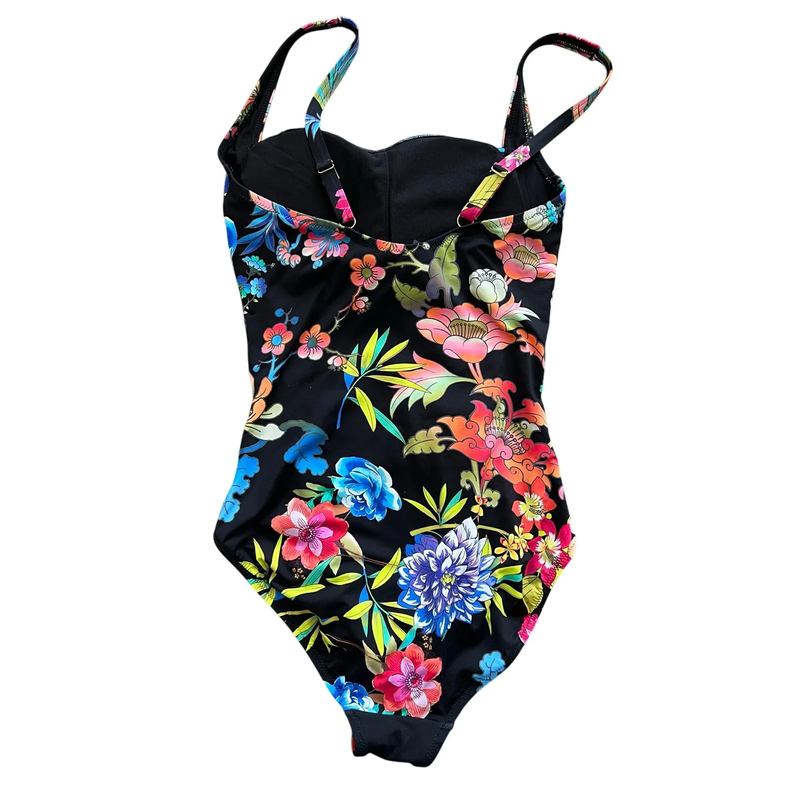 Johnny Was One Piece Swimsuit Bikini Beach Medium Dreamer Black Floral Ruched - Image 3