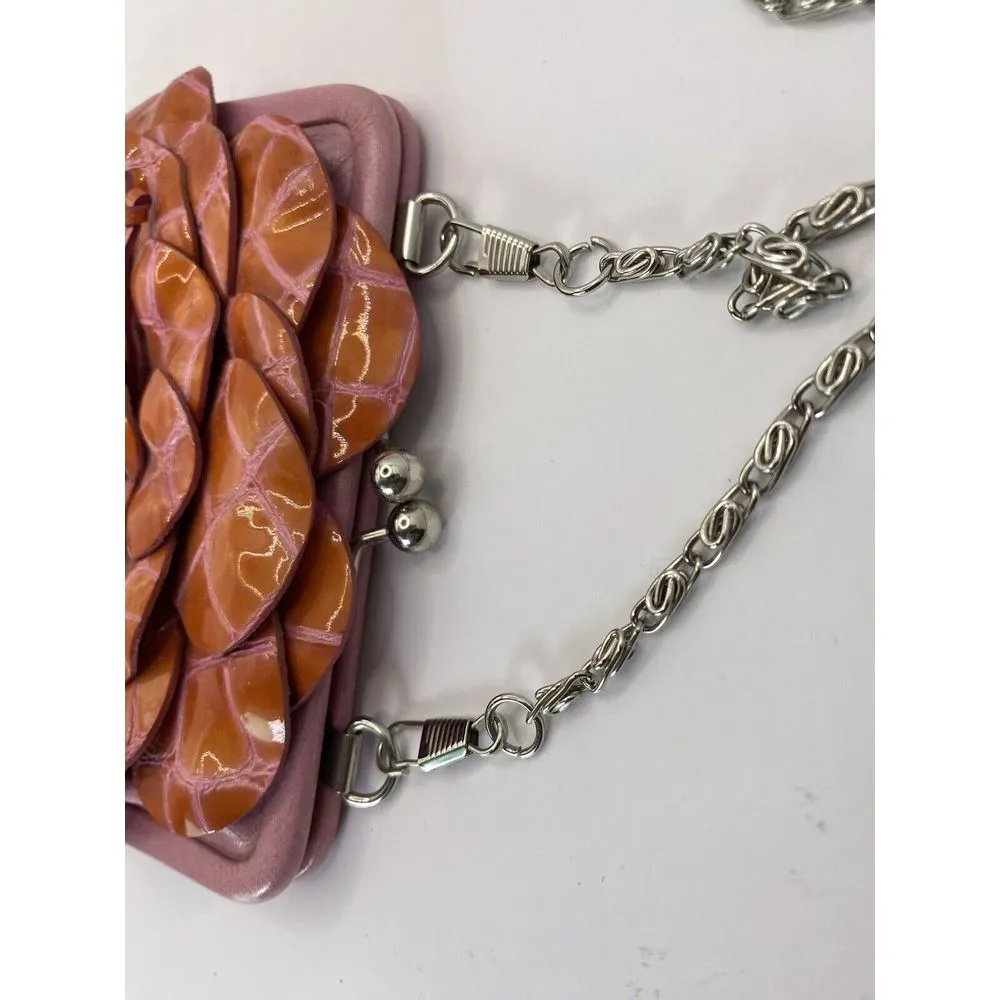 Brighton Coin Purse‎ Crossbody Bag Rosalie Flower Red Burgundy Leather Kiss Lock - Image 4