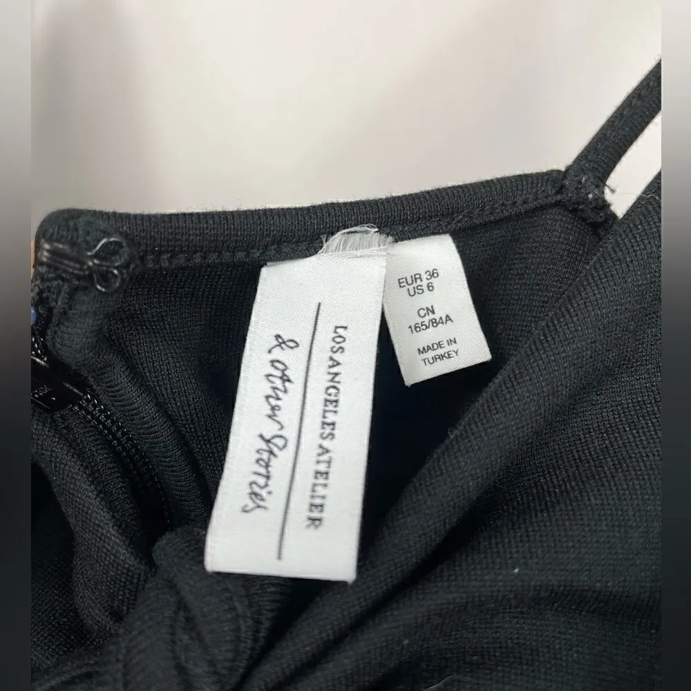 & Other Stories Front Tie Little Black Dress Size 6 - Image 4