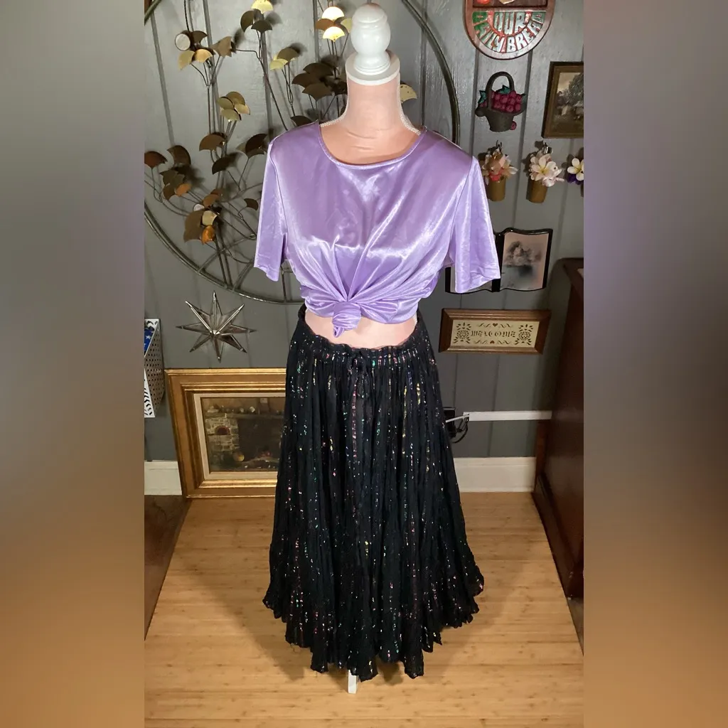 90’s Style Faux Silk Purple Shirt Large - Image 3