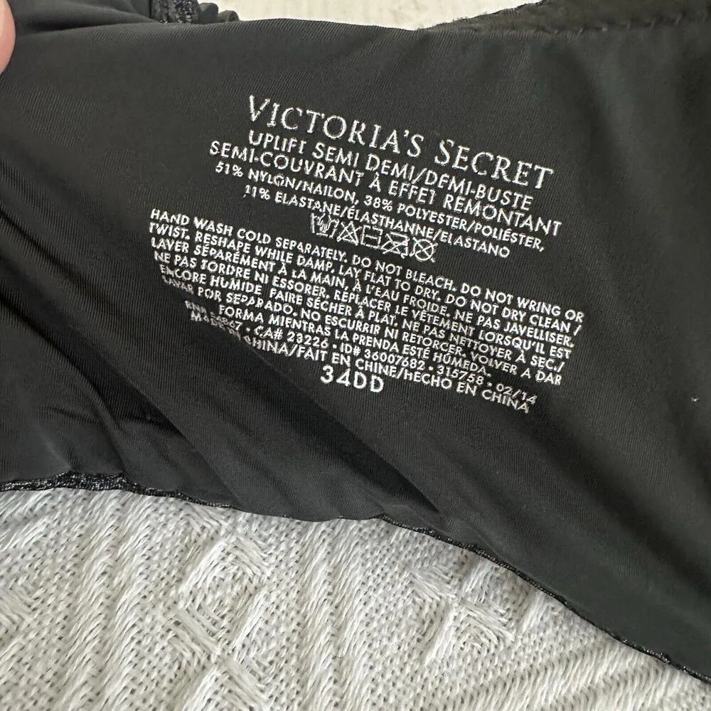 Victoria's Secret Uplift Semi Demi Heather Grey 34DD Push-up Bra VS Padded - Image 8