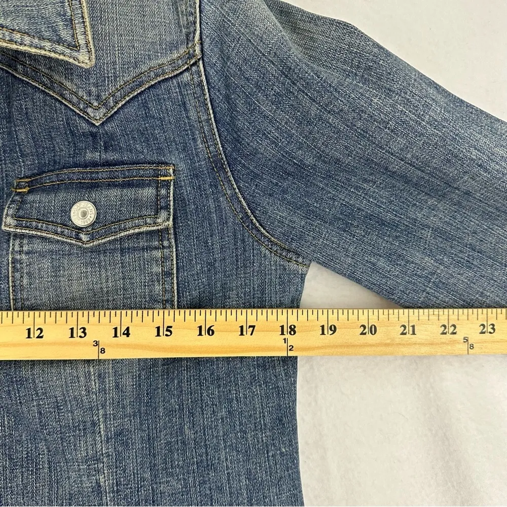 Gap Stretch Denim Jean Medium Wash Button Jacket Woman’s Small Blue - Image 7