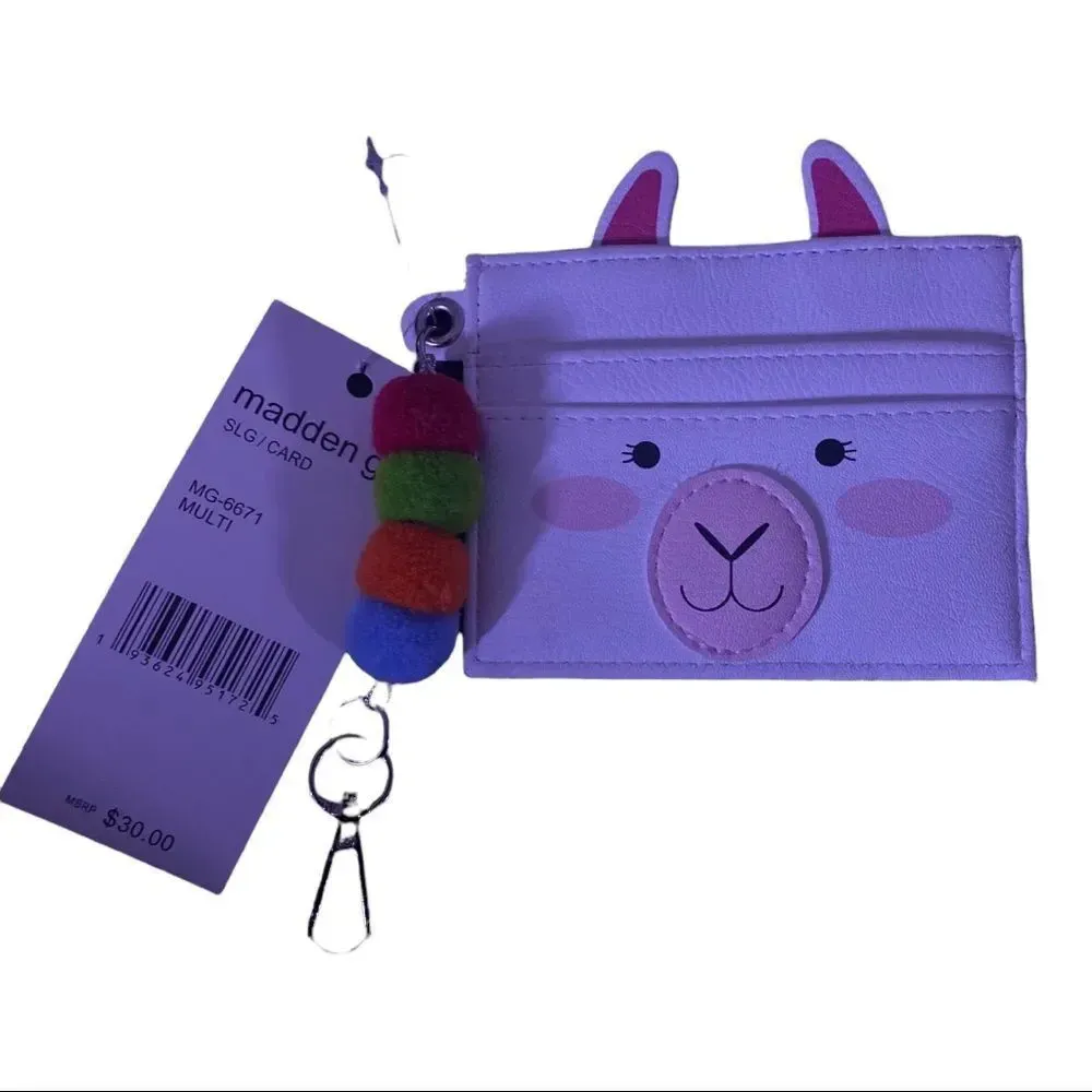 $10 SALE! 

Madden Girl White & Pink Llama Card Holder w/Pom Pom  5 Pockets - Image 4