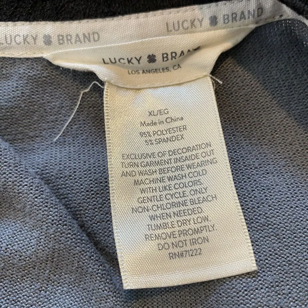 Lucky Brand Grey Gray Black Long Sleeve Pajama Top Size XL Womens - Image 5