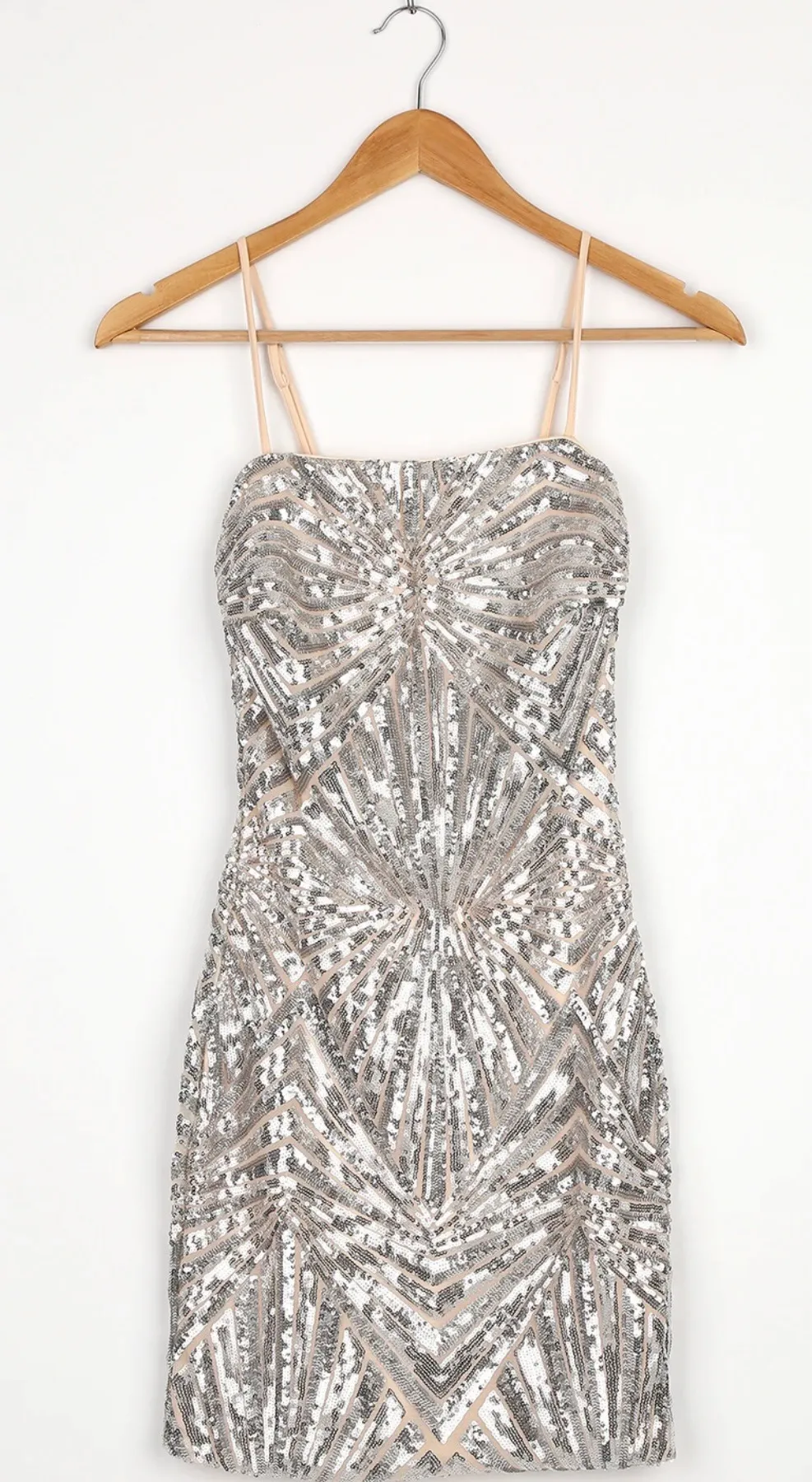 Lulus Lost In Your Eyes Silver Sequin Bodycon Mini Dress - Image 3