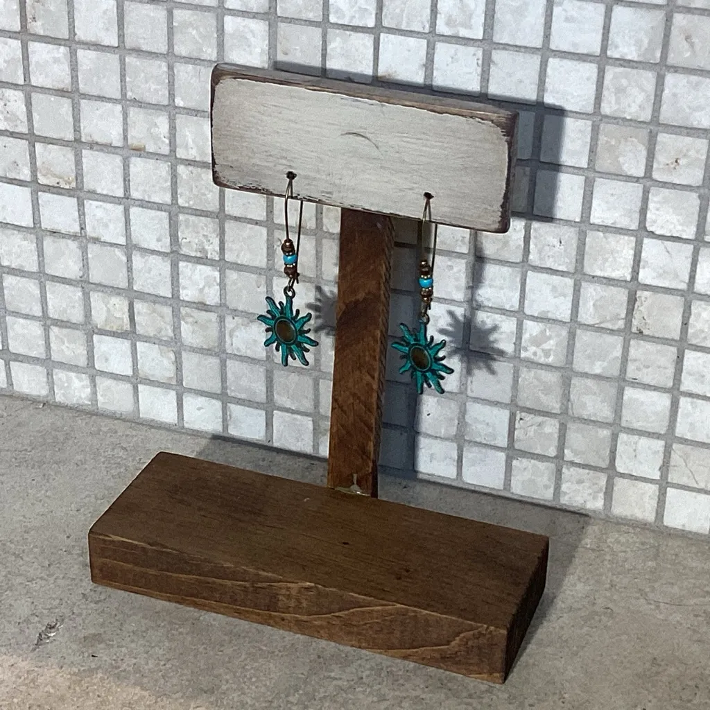 3 for $25 NEW Copper & Turquoise Celestial Sun Earrings Blue - Image 5