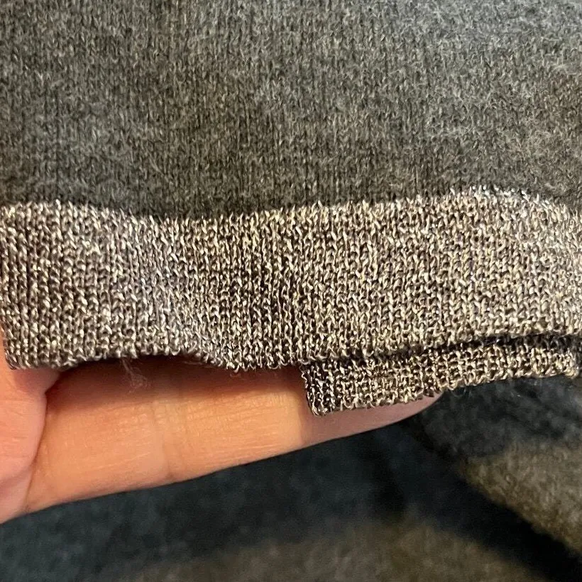 Liz Claiborne XL Gray Sparkle Sweater Silver Trim‎ Y2K Classic Minimalist Chic - Image 5
