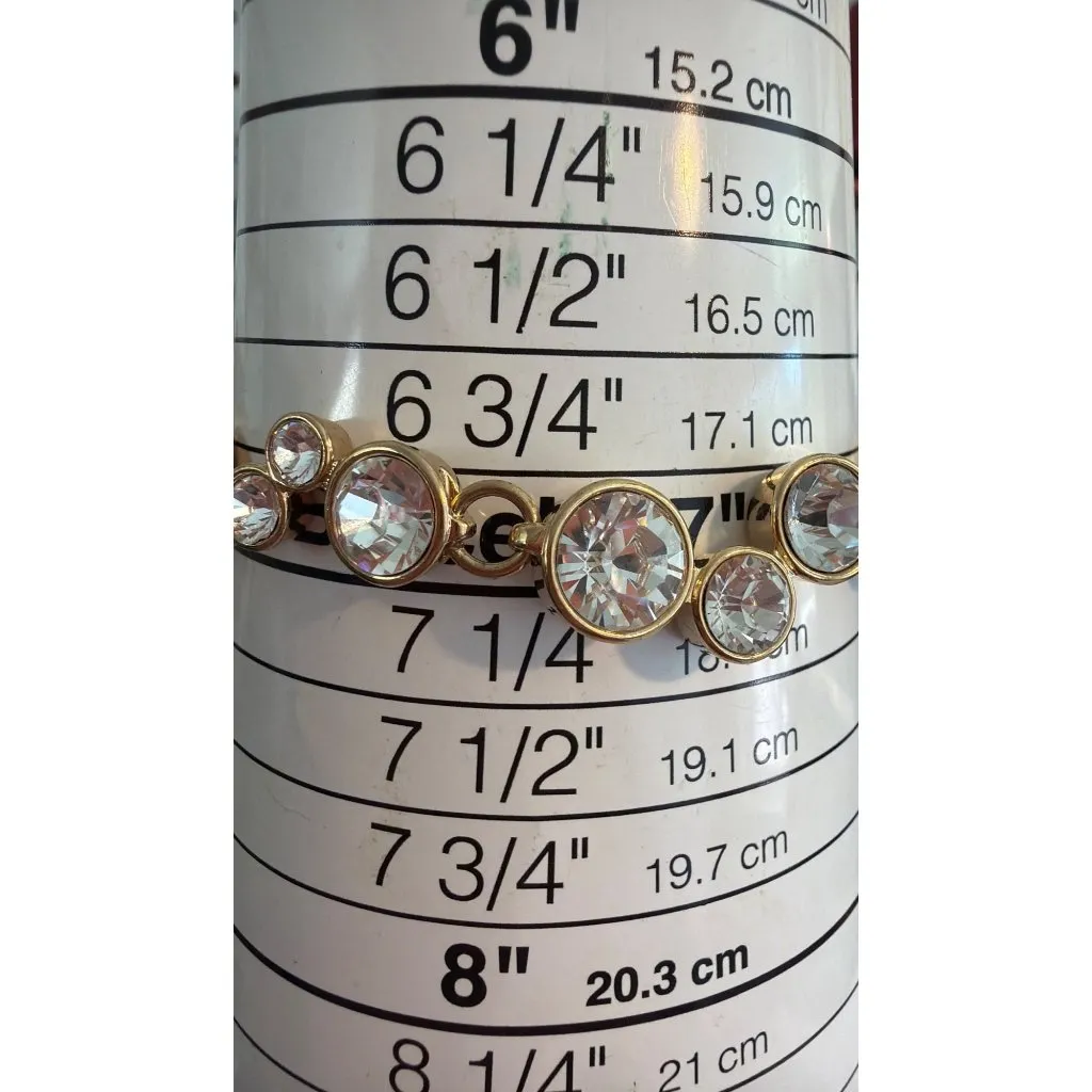 Vtg Gold Tone Clear Crystal Rhinestones Bracelet Adj 8" Estate 25.3g Well Made - Image 4