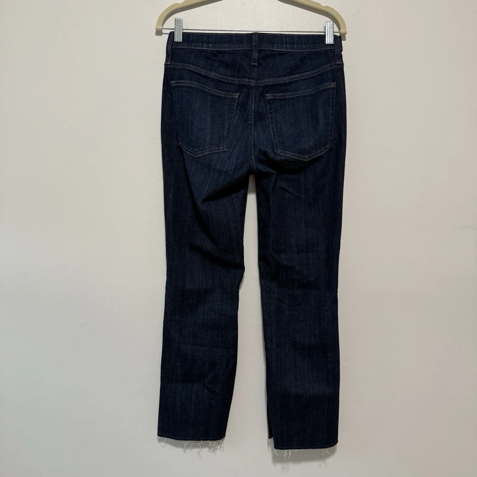 J. Crew 9" demi-boot crop‎ Kicky Hem jean in Dark Worn Wash Blue Size 27 - Image 4