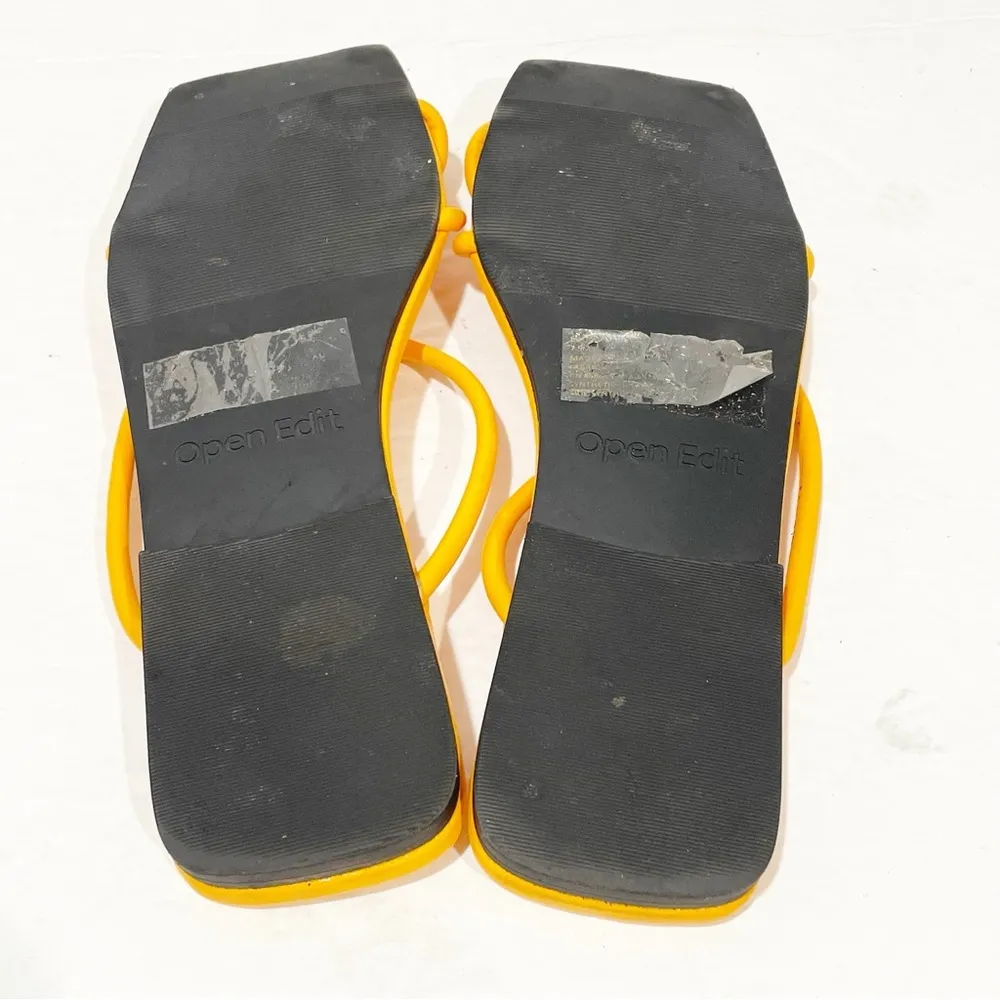 Open Edit  Size 7.5 Orange Square Toe Stappy Slide Sandals - Image 5