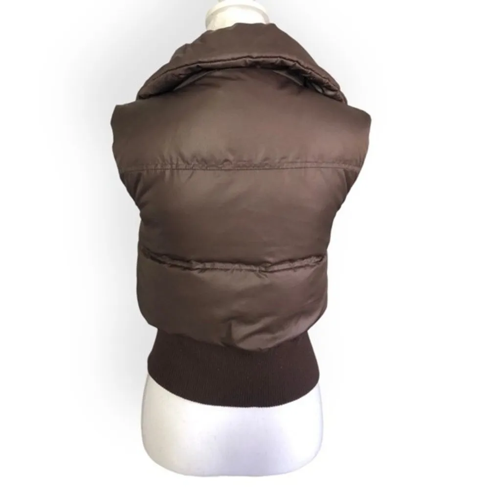 EXPRESS  Chocolate Brown Sleeveless Puffer Feather Filled Jacket - Image 4
