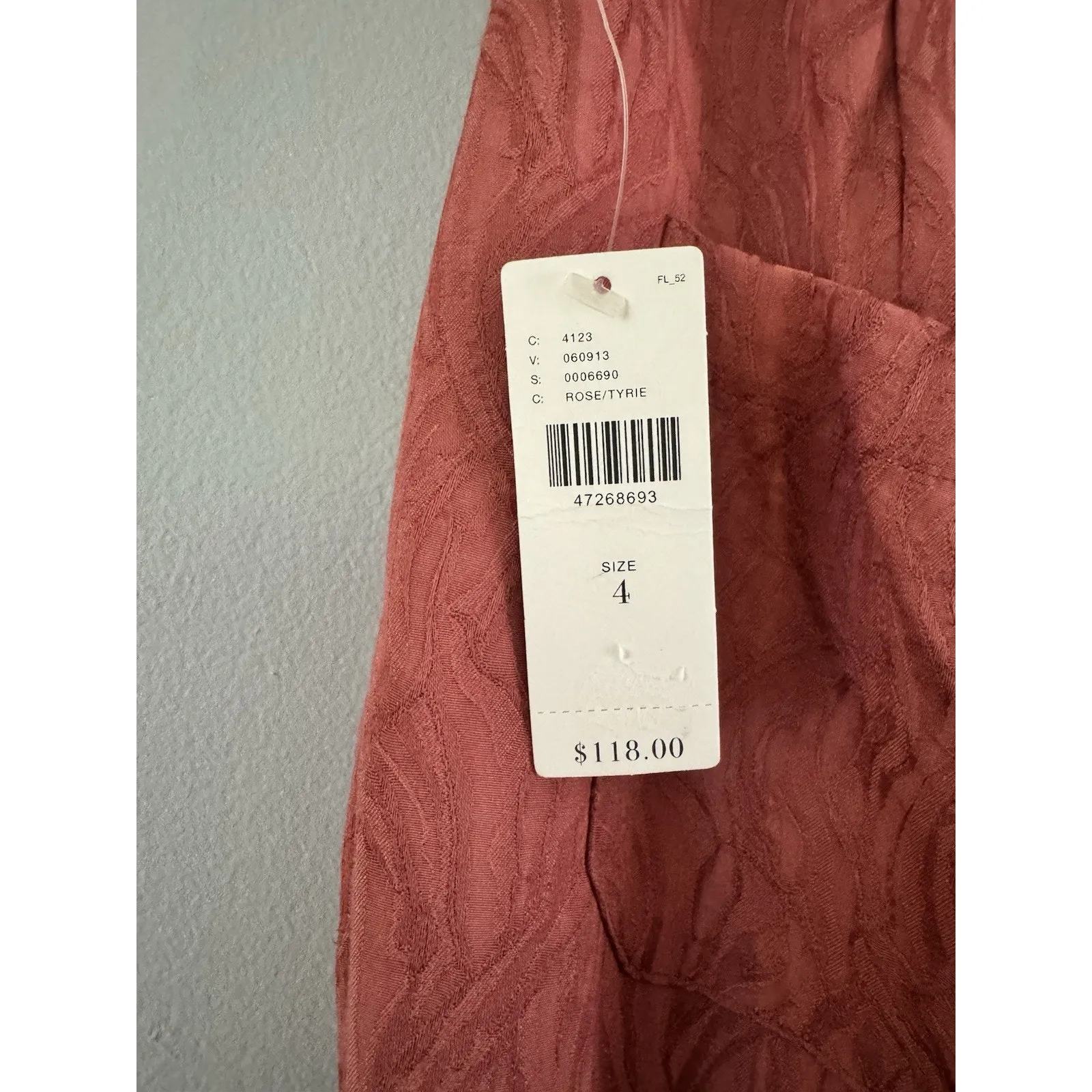 NWT Anthropologie ett:twa Aubade Tie Waist Cropped Rose Jacquard Pants Size 4 - Image 8