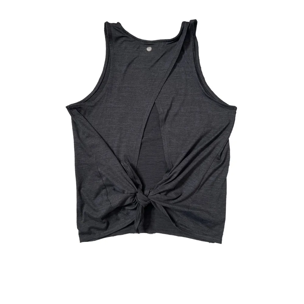 Yogalicious Heathered Gray Overlapped Open Tie Back Tank Top Sz S Women - Image 4