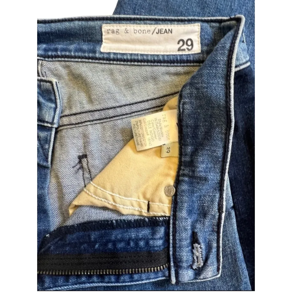 Rag & Bone JEAN The Skinny Two-Tone High Rise Jeans Sz 29 Blue Denim Made in USA - Image 4