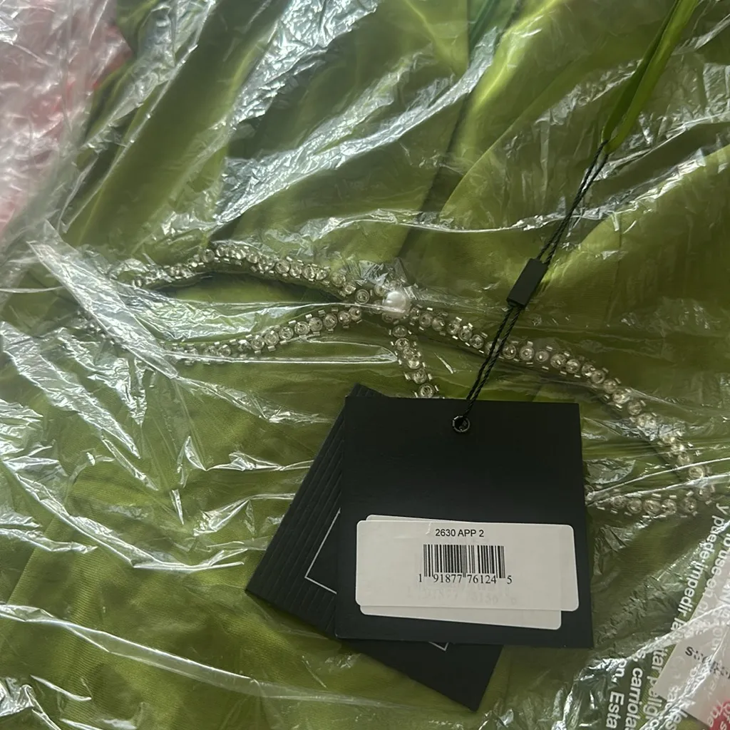 MAC DUGGAL Puff Sleeve Embellished Cutout Evening Gown - Apple Green - Image 6