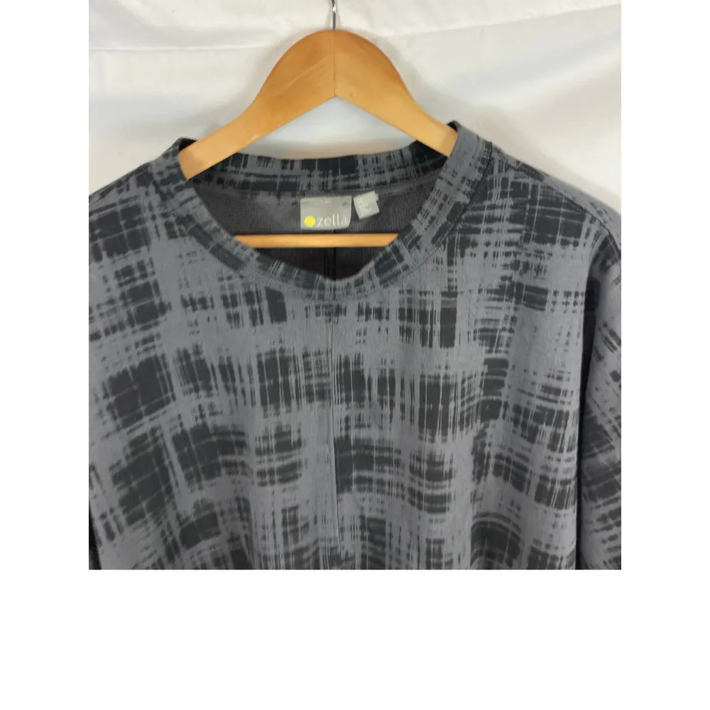 Zella Carey Hi Lo Sweatshirt in Grey Black Plaid Size small - Image 3
