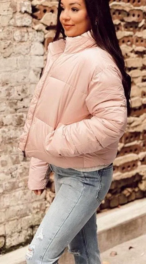 Boutique Pink Puffer Coat - Image 2
