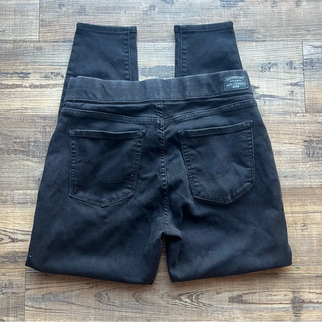 Signature By Levi Strauss Gold Womens Black Shaping Pull-on Skinny Jeans Sz 10S - Image 9