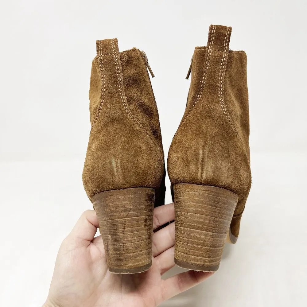 [J. Crew] Brown Nubuck Suede Leather Aggie Chunky Heel Ankle Boots Booties 9.5 - Image 5