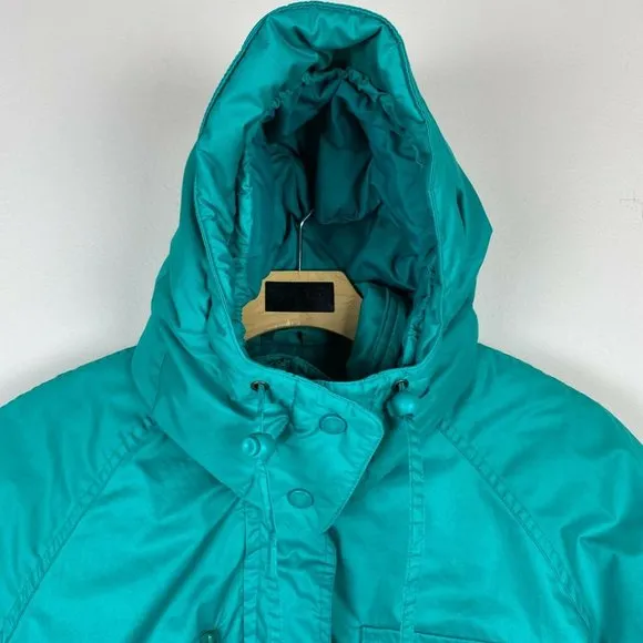 Eddie Bauer Jacket Medium Goose Down Parka‎ Zip Teal Winter Removable Hood Ski - Image 4