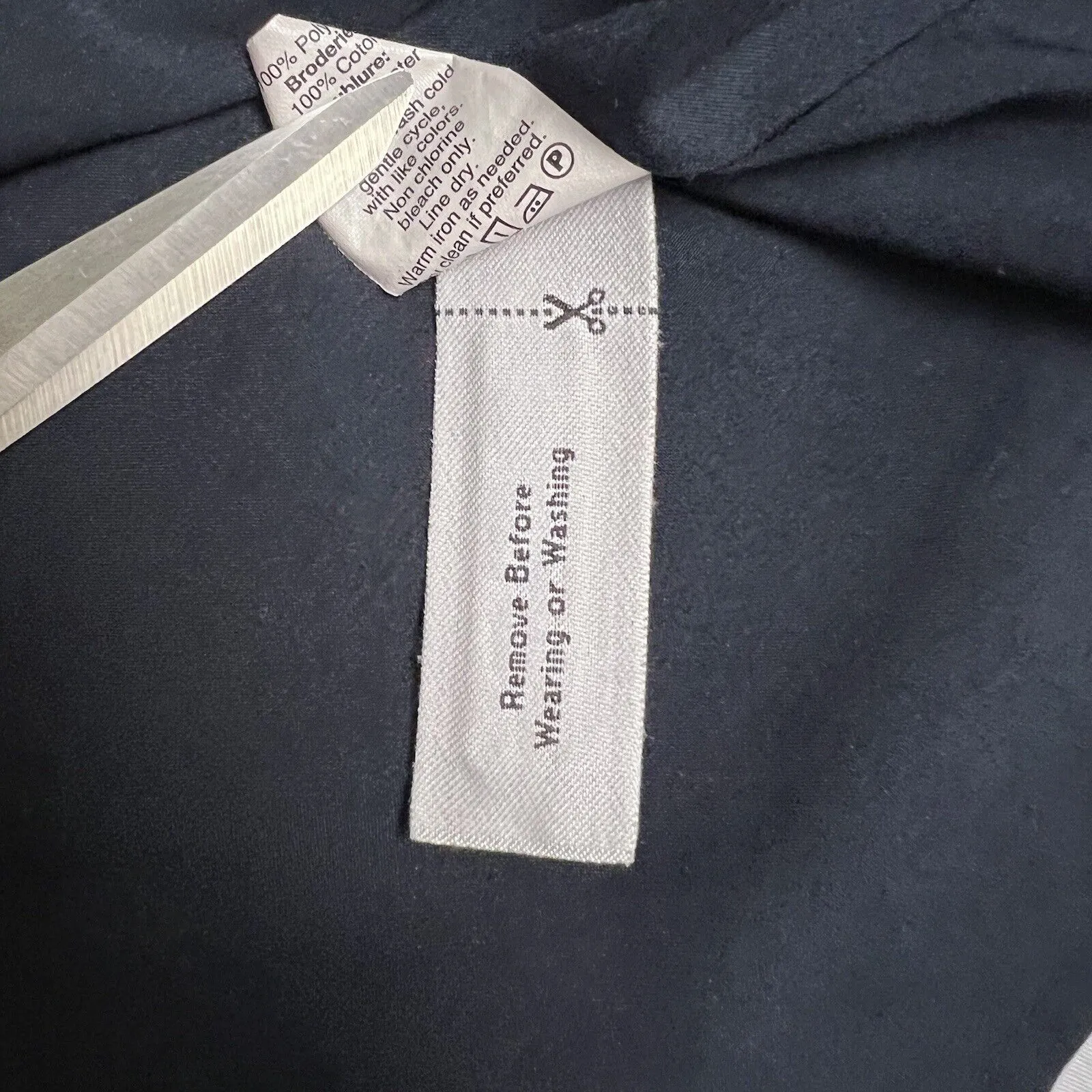 Madewell Floral Embroidered V Neck Dress Size 2‎ Navy Blue 3/4 Sleeve - Image 5