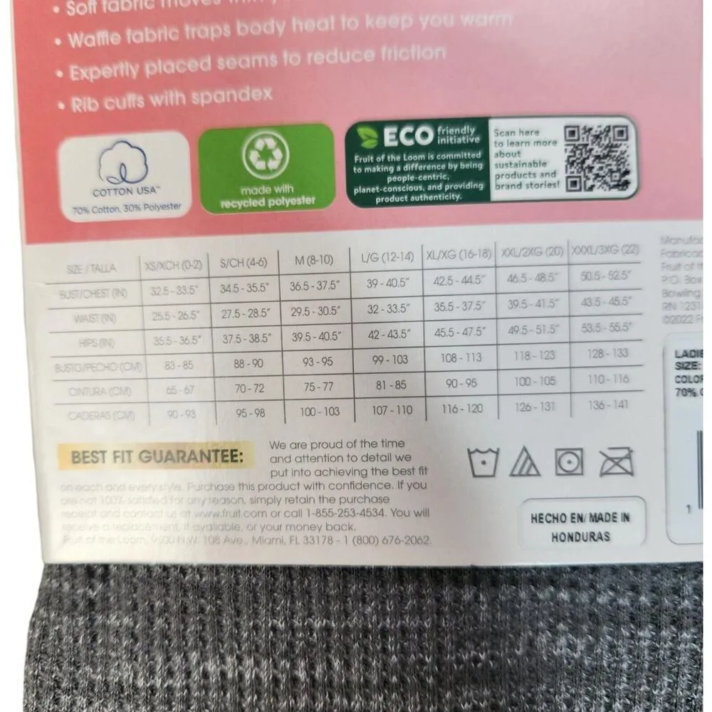 Fruit of the Loom EverSoft Women's Waffle Crew Shirt Size XXXL (22) Gray NWT - Image 2